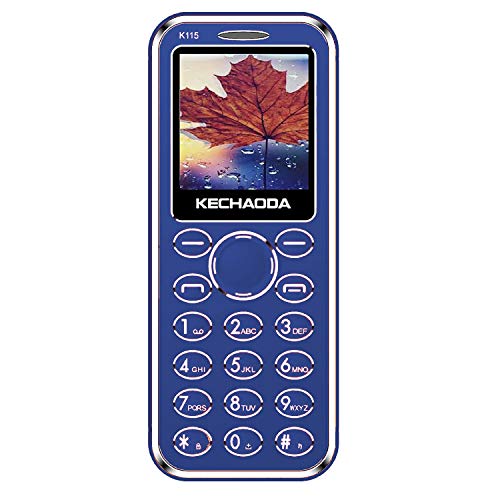 Image of KECHAODA K115 Slim Card Size Dual Sim Phone with External Memory Slot 3.66cm (1.44-inch) Display Only Mobile Phone & Charging Cable in Box - Blue