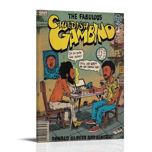 Póster infantil de Gambino Hip-hop, álbum de cómics, póster para dormitorio, lienzo estético, decoración de pared, 24 x 36 pulgadas (60 x 90 cm)
