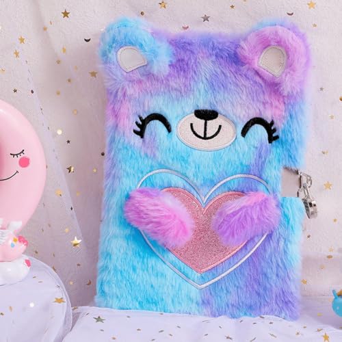 Diario personal para niñas con diseño de oso y candado miniatura 3