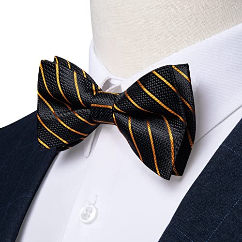Image of DiBanGu Pre-Tied Bow Ties for Men Silk Adjustable Tuxedo Bowties Pocket Square Cufflinks Set with Lapel Pin Jacquard Woven