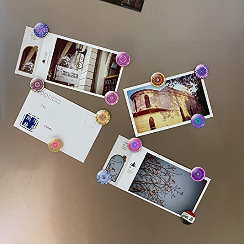 Esspoc 12Pcs Refrigerator Magnets Colorful Glass Fridge Magnets Decorative Modern Magnets For Whiteboard Office Cabinets Kitchen Bohemian Magnets Locker Cute Magnets Gift(Mandala), 30 X 30 X 8 Mm #TOP2