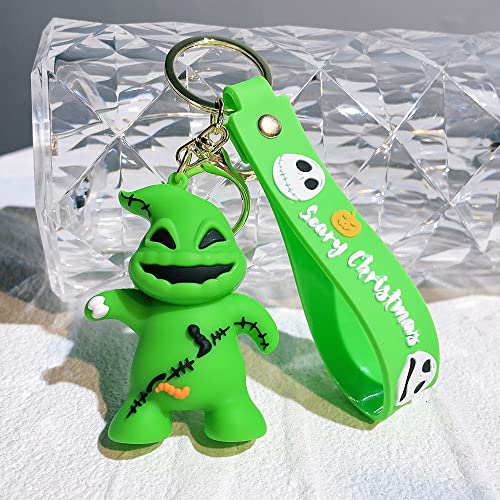 Feimeng Jewelry Jack And Sally Keychain Cartoon Character Wristlet Key Chain Ring Keys Holder Scary Christmas Gift For Fans (Oogie Boogie A) #TOP2