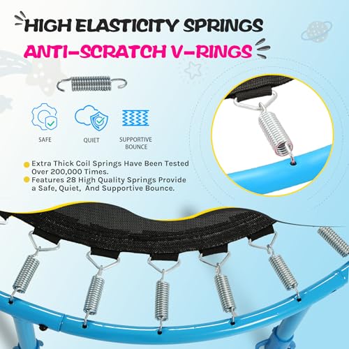 SkyBound 36 Inch Indoor Trampoline for Kids - Kids Trampoline Indoor with Handle - Toddler Trampoline with Upgraded 2.0mm Steel Pipe and Handlebar - Mini Indoor Trampoline for Kids Age 3 and Above - Image 5