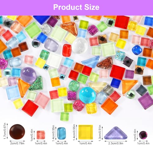 Bunt Mosaiksteine, 500g Bunt Polygon Mosaikfliesen, Mosaiksteine zum Basteln Set Mini Sortierte Mosaik Steine für Wohndekoration DIY Kunsthandwerk Fotorahmen