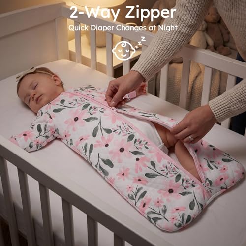 Image of Yoofoss Baby Sleep Sack 6-12 Months 1.0 Tog Long Sleeve Organic Cotton | Wearable Blanket for Infants 2-Way Zipper Quilted Sleeping Sacks(Medium)