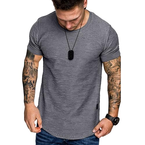 T-shirt pour homme col rond manches courtes vêtement uni basique