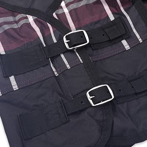 Gallopoff 600 Denier Ripstop Mini Horse Blanket - 0g Fill Lightweight, Waterproof Breathable Miniature Pony/Donkey Turnout Rain Sheet Redplaid 48