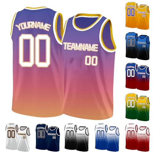 Image of Custom Basketball Jersey for Men - Personalized Name & Number, Embroidered or Printed, Athletic Shirt for Kids, Boys & Youth