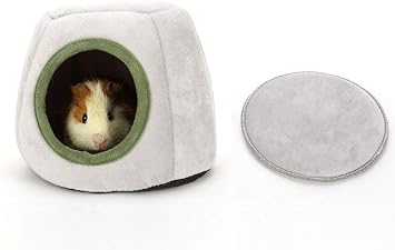 Petlex Guinea Pig Cave Bed Hamster Hideout Hedgehog Hideaway Warm House Small Animal Bed and Habitats Removable Cushion Washable, Grey