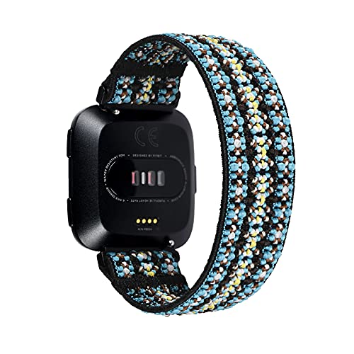Tefeca Orchid Embroidery Pattern Elastic Compatible/Replacement Band for Fitbit Versa/Versa 2/ Versa Lite/Versa SE (Black, S fits Wrist Size : 6.0-6.5 inch)
