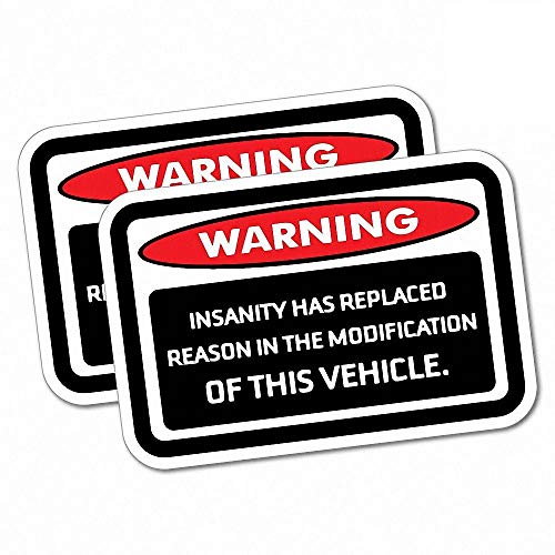 Image of 2 Pieces | Insanity Has Replaced Reason Motorbike Biker Sticker Warning Stickers Funny Safety Instructions Decals | Car Bumper Window Motorcycle Helmet