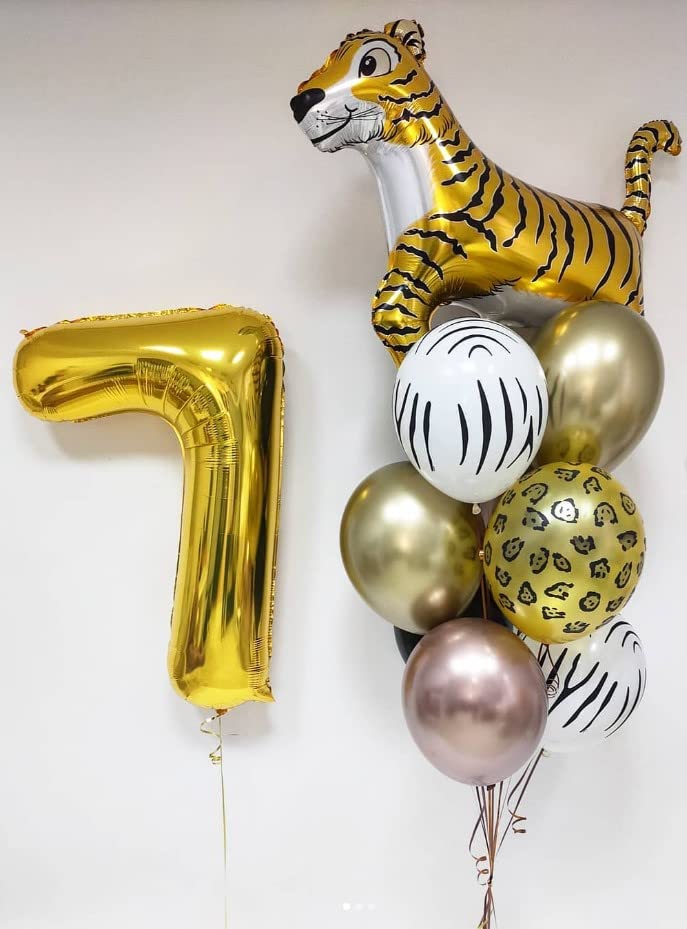 Image of Atpata Funky 7 Number Golden Foil Balloon 32 inch Size Birthday Decoration Items | Happy Birthday Decoration Kit | 7th Year Birthday Party Anniversary Wedding Decorations