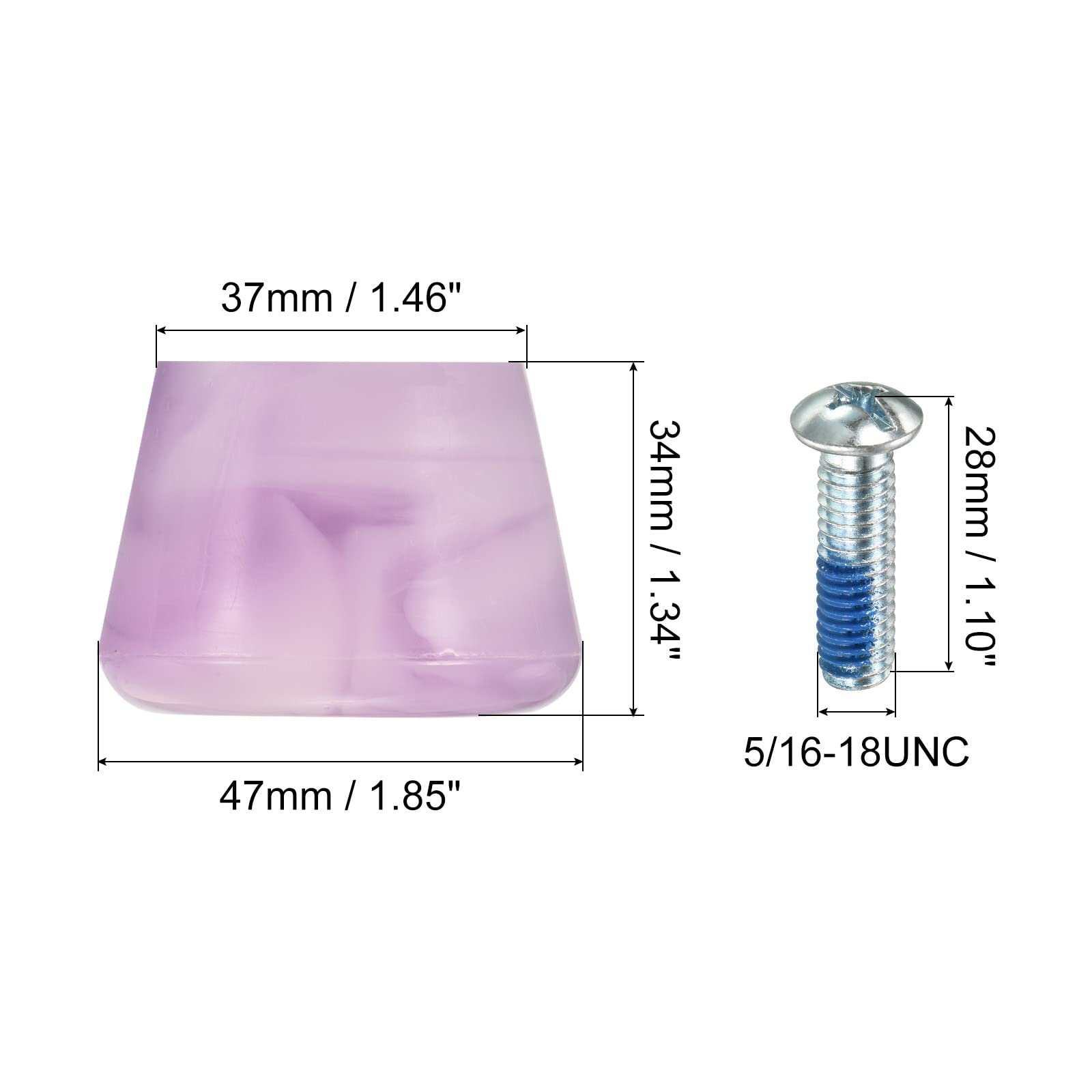 PATIKIL Roller Skate Toe Stops with Screwdriver, 2 Pair 82A Rubber Brake Stoppers Block for Roller Skate Accessories Replacement, Mixed Purple White