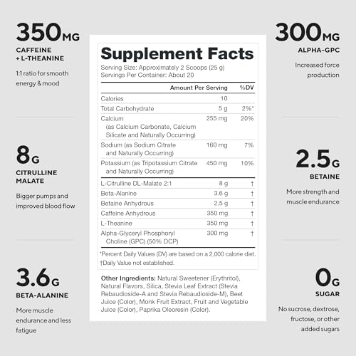 Image of LEGION Pulse Pre Workout - All Natural Nitric Oxide Preworkout Drink to Boost Energy, Creatine Free, Naturally Sweetened, Beta Alanine, Citrulline, Alpha GPC (Strawberry Kiwi)