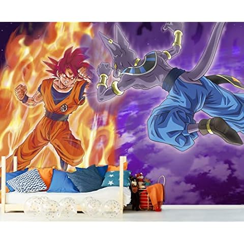 Photo Wallpaper Dragon Ball Super Goku vs Beerus Official Product | Various Sizes | Photo Wallpaper for Walls | Original Product | Home Decoration | DBS 100x70cm Cover