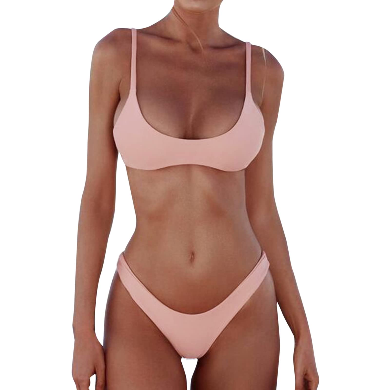 Bikini brasiliano da donna a fascia push-up fascia, rosa, M