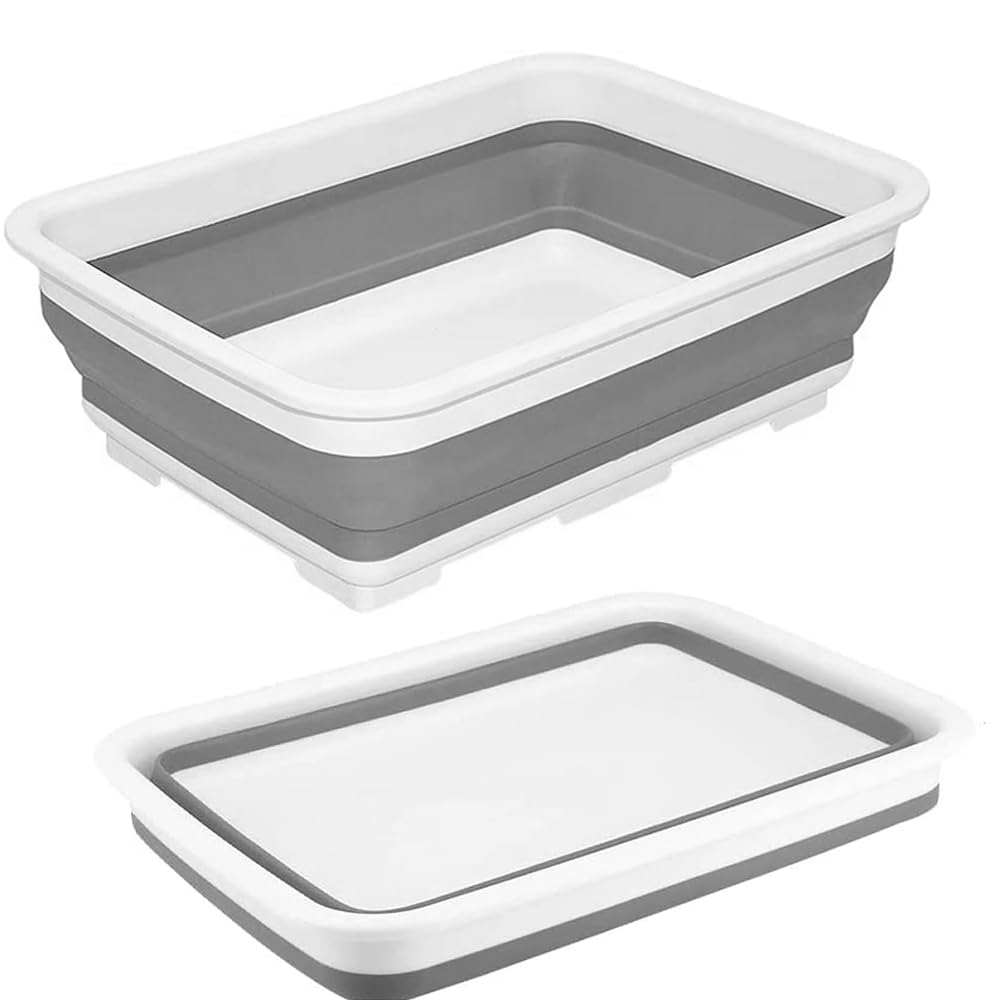 Roysmart Folding Washing Up Bowl, Camping, 10 L Washing Bowl, Multifunction Chopping Board, Washing Up Bowl, Camping Folding Washing Up Bowl for Motorhome, Camping, Travel