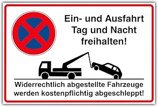 Sign "Einund Ausfahrt Tag und Nacht freihalten!" Aluminium / Dibond 300 x 200 mm - 3 mm Thick