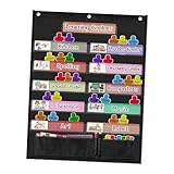 Sharplace Taschendiagramm, Lehrmaterial, hängendes Taschendiagramm mit Karten für Aktivitäten im Lehrzentrum, Büro, Schwarz