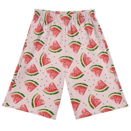 Red Watermelons Boys Athletic Shorts Kids with Pockets Shorts for boy Girl Size 6-8 Years