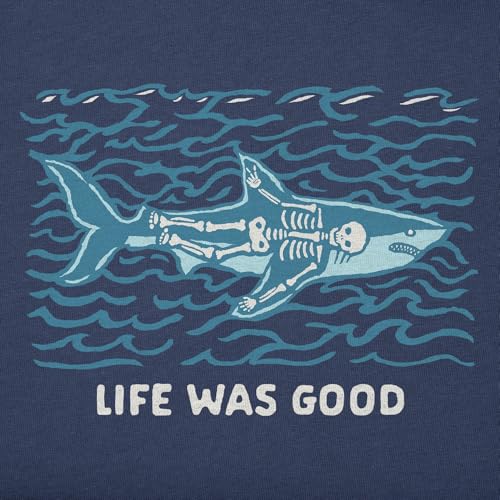 Life is Good. Men's Life was Good Shark Short Sleeve Crusher Tee, Darkest Blue2