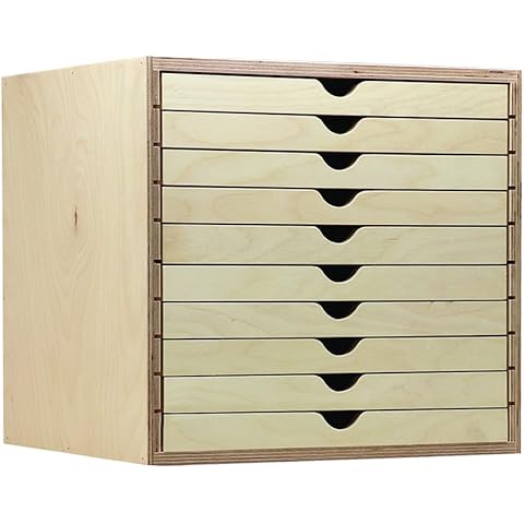 Stamp-n-Storage Drawer Cabinet with 10 Single Drawers for IKEA (will fit IKEA Kallax Shelving) Natural Wood Color Cover