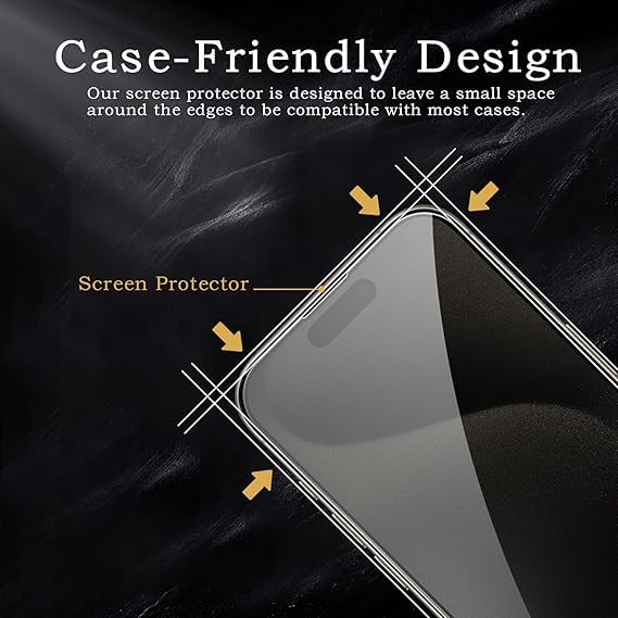 Image of [ 2+2 Pack Privacy Screen Protecor for iPhone 15 Pro Anti-Spy Shatterproof Tempered Glass with Camera Lens Tempered Glass 9H Hardness Bubble Free Anti-Glare Case Friendly