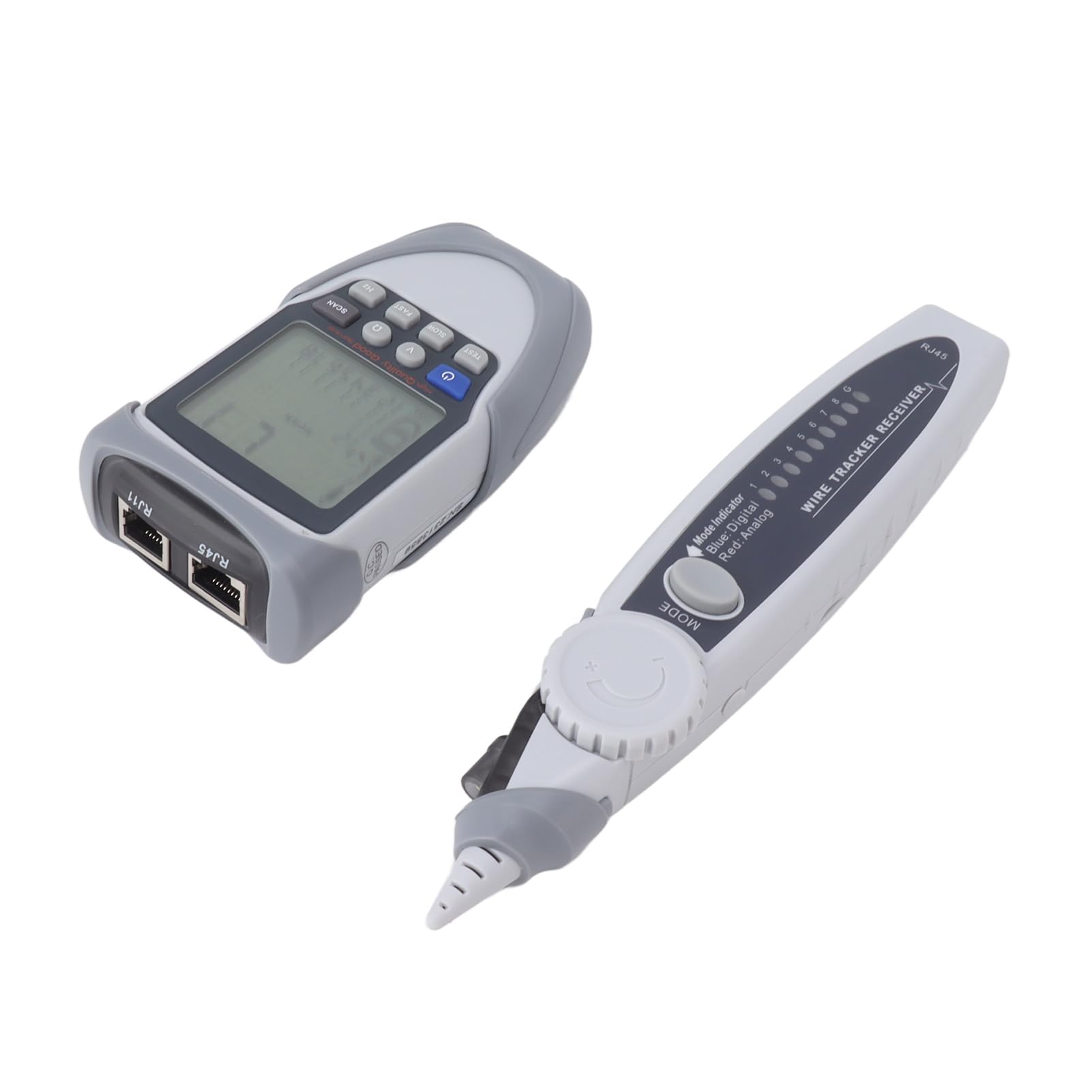 Rastreador de Cables, Probador de Cables ABS, Buscador de Líneas con Pantalla LCD, POE y Medición de Voltaje de Batería, Receptor con 3 AA de Alimentación, para Técnicos de Redes