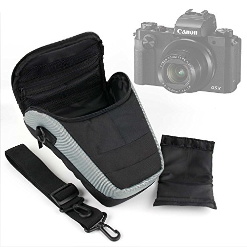 DURAGADGET Bandolera Negra Y Gris para Cámara Sony DSC-H300 / Sony DSC-H400 / Canon Powershot G5 X - con Correa Ajustable - Resistente Y Duradera