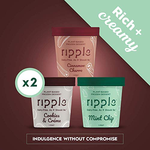 Ripple Fan Favorites Ice Cream | 100% Plant Based | Non-GMO, Non-Dairy, Soy Free, Lactose Free | 4 Pints in 3 flavors, Cookies & Créme (2), Cinnamon Churro, & Mint Chip - Thumbnail 4