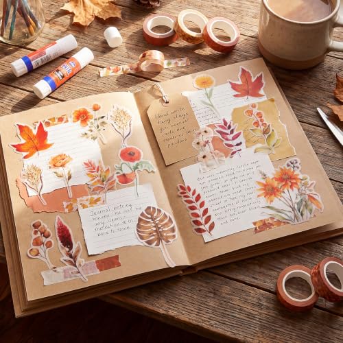 Image of 80 Pcs Fall Stickers Natural Autumn Flower Sticker for Scrapbook Supplies