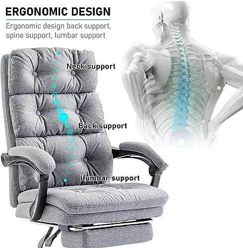Blisswood Executive Office Chair With Footrest & Lumbar Support Ergonomic Recliner Computer Desk Chair Adjustable Back Rest Heavy Duty 360° Swivel Gaming Chair (Dark Grey) - Image 4