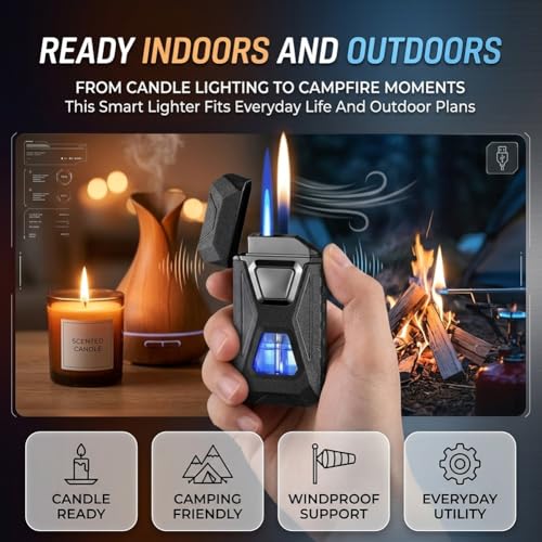 Encendedor dual con voz activada USB recargable miniatura 4