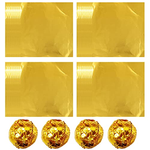 yyangz Aluminium Foil Paper 200PCS 4x4 inches / 10x10cm Golden Square Candy Wrapper, Sugar Tin Foil Wrappers for DIY Candy Packaging