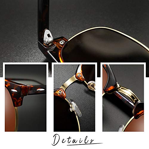 Joopin Brown Sunglasses, Half Frame Shades For Men Women, Trendy Polarized Glasses, Retro Semi Rimless Brand Shadys Rays Sun Glasses With Case #TOP3