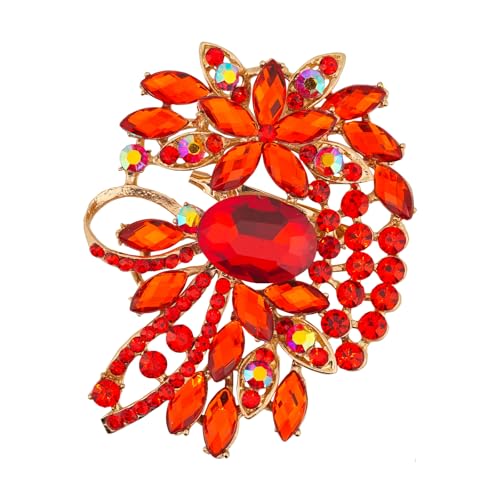 Image of Big Large Flower Statement Brooches Pins Scarf Decoration Gold Tone