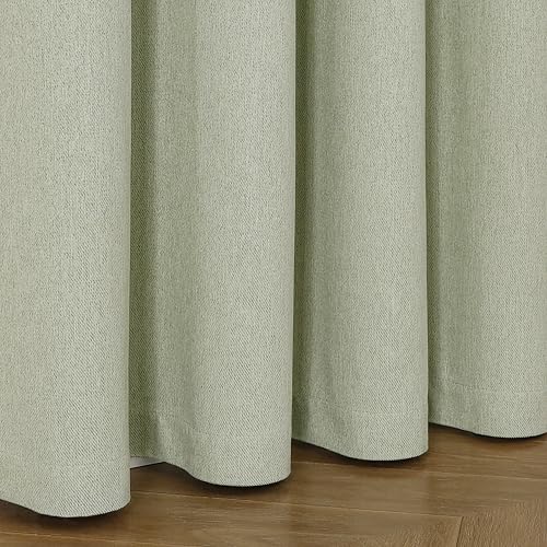 Image of Joydeco 100% Blackout Curtains 72 Inches Long 2 Panels Set, Thermal Insulated Long Curtains& Drapes 2 Burg, Room Darkening Drapes for Bedroom Living Room Window (Sage Green, W52 x L72 Inch)