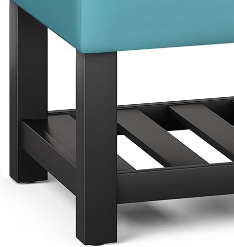 Miniatura 21 de SIMPLIHOME Cosmopolitan - Banco otomano rectangular de transición de 44 pulgadas de ancho con parte inferior abierta en piel sintética vegana gris