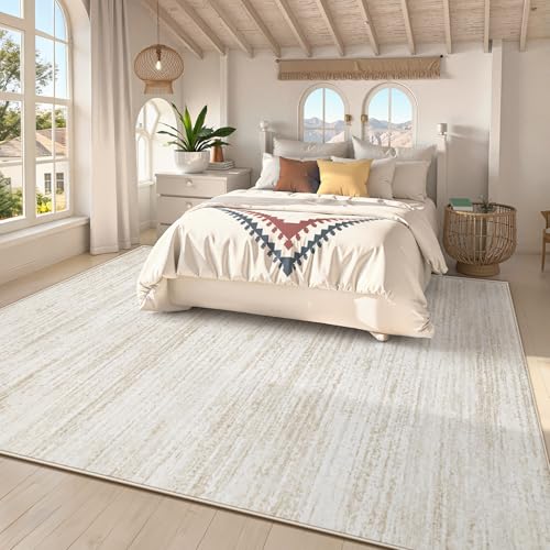 Tapete beige rectangular 8x10 para sala y dormitorio miniatura 2