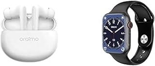 Oraimo Fitness Essential Bundle ( TWS Riff OEB-E02D Bluetooth 5.0 Earbuds Built-in Mic and Stereo Bass Sound White E02D + WIWU SW01 Pro Smartwatch IP68 Waterproof Bluetooth 5.0Black)