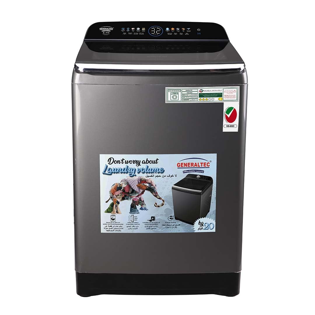 Generaltec Fully Automatic Pulsator Fully Automatic Heavy Duty Washing Machine, Stainless Steel, with 20 KG Capacity, with Touch Control. Digital Display
