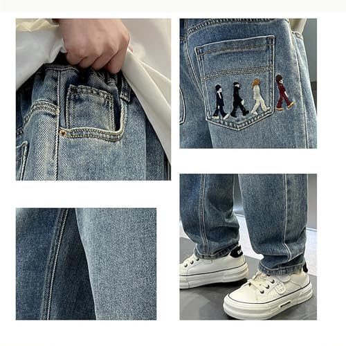 Tween Boys Baggy Jeans Denim Elastic Waist Wide Leg Casual Loose 2025 Fashion Y2K Pants with Pockets for Teen Boys4