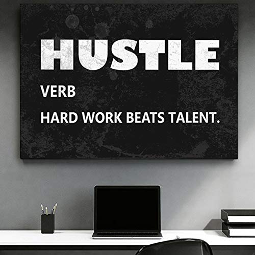 Hustle Motivation Wall Art Canvas Print Poster Office