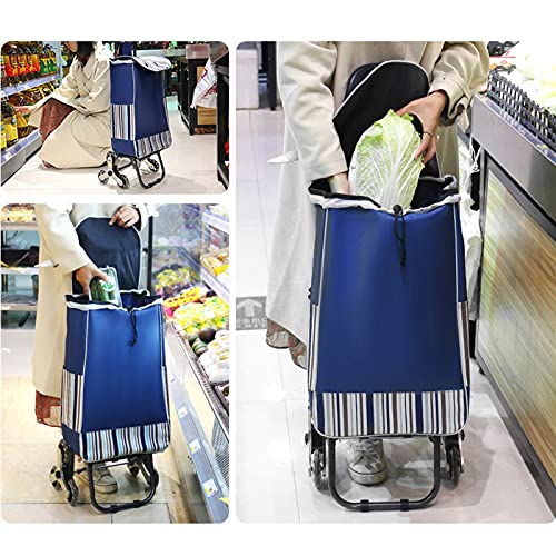 Einkaufstrolley Klappwagen Einkaufswagen, leichter Treppenklettern mit Oxford Tuch Einkaufstasche Multifunktionale… – Bild 8