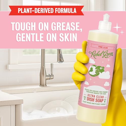 Image of Rebel Green Super Deluxe Dish Soap - Plant-Based Sustainable Dishwashing Soap - Pink Lilac Scent - 16 fl oz - 2 Pack
