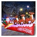 10FT Christmas Inflatable Santa Claus on Sleigh with 3 Reindeer, Blow Up Yard Clearance with LED Lights Built-in, Holiday Party Decor for Garden