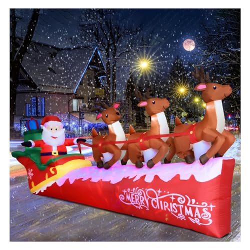 10FT Christmas Inflatable Aufblasbarer Weihnachtsmann Auf Schlitten...