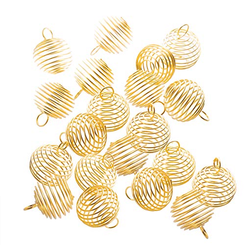 ZARABE 20PCS Golden Spiral Bead Cages Locket Pendants Jewelry Making Beads,30X25MM