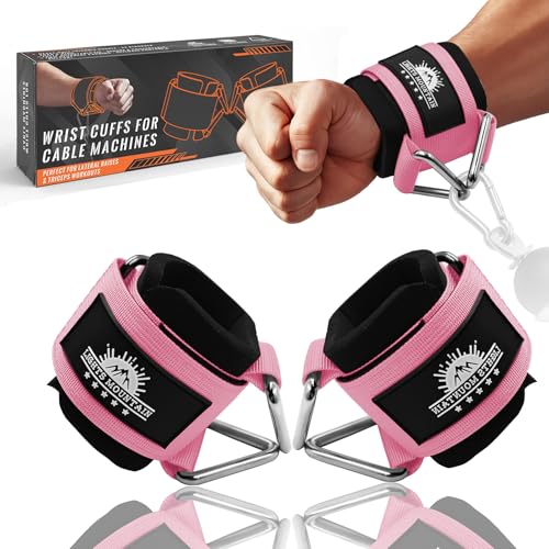 Lights Mountain Wrist Cuffs for Cable Machines Padded & Adjustable Straps for Lateral Raises Tricep Pushdowns & Strength Training (Pink M)