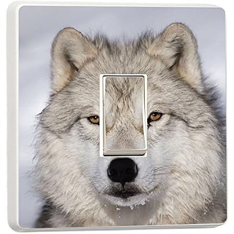 wmoltdTM White Wolf wildlife animal light switch cover sticker (12889217) Cover